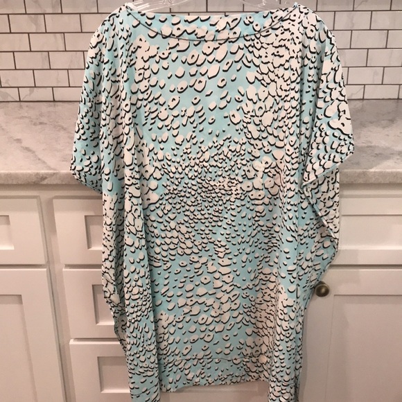 Diane Von Furstenberg Dress Squaretan Womens Petite Small Blue Tunic Boho - Picture 5 of 8